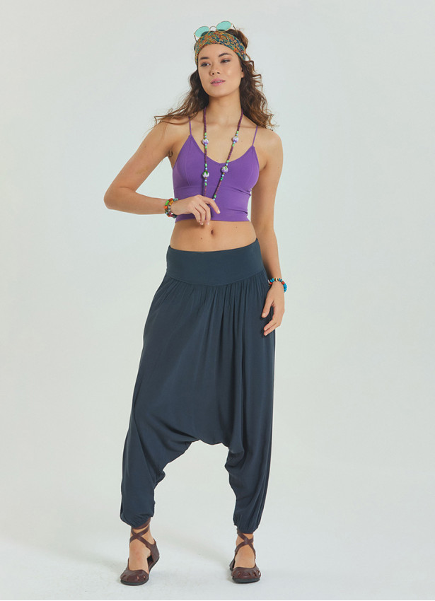 Anthracite Bohemian Shalwar with Gipe Detailed Elastic Pocket on the Leg 4481